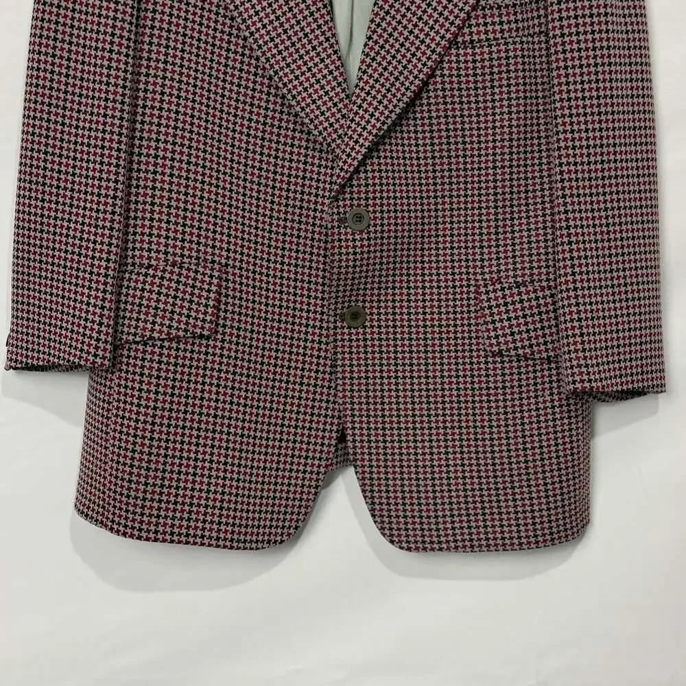 Vintage 70s Curlee Men Houndstooth Blazer Sport Coat Suit Jacket No Size